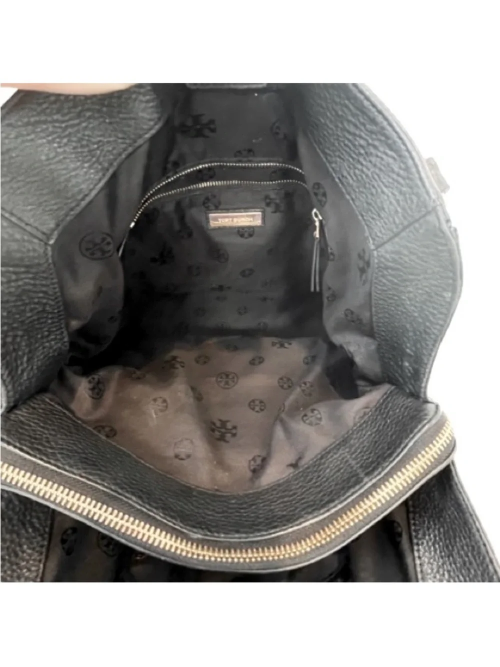 Tory Burch- Harper Tote Bag in Black Pebble Leather with Gold-Tone Hardware